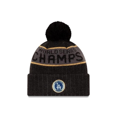 Grey Los Angeles Dodgers Hat - New Era MLB World Series Champions Locker Room Knit Beanie USA8035694